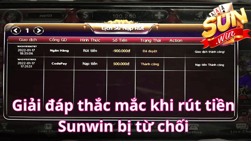 Giải đáp thắc mắc khi rút tiền Sunwin bị từ chối Giải đáp thắc mắc khi rút tiền Sunwin bị từ chối