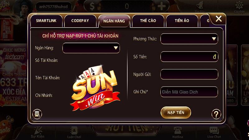 Hướng dẫn nạp tiền Sunwin nhanh chóng, an toàn